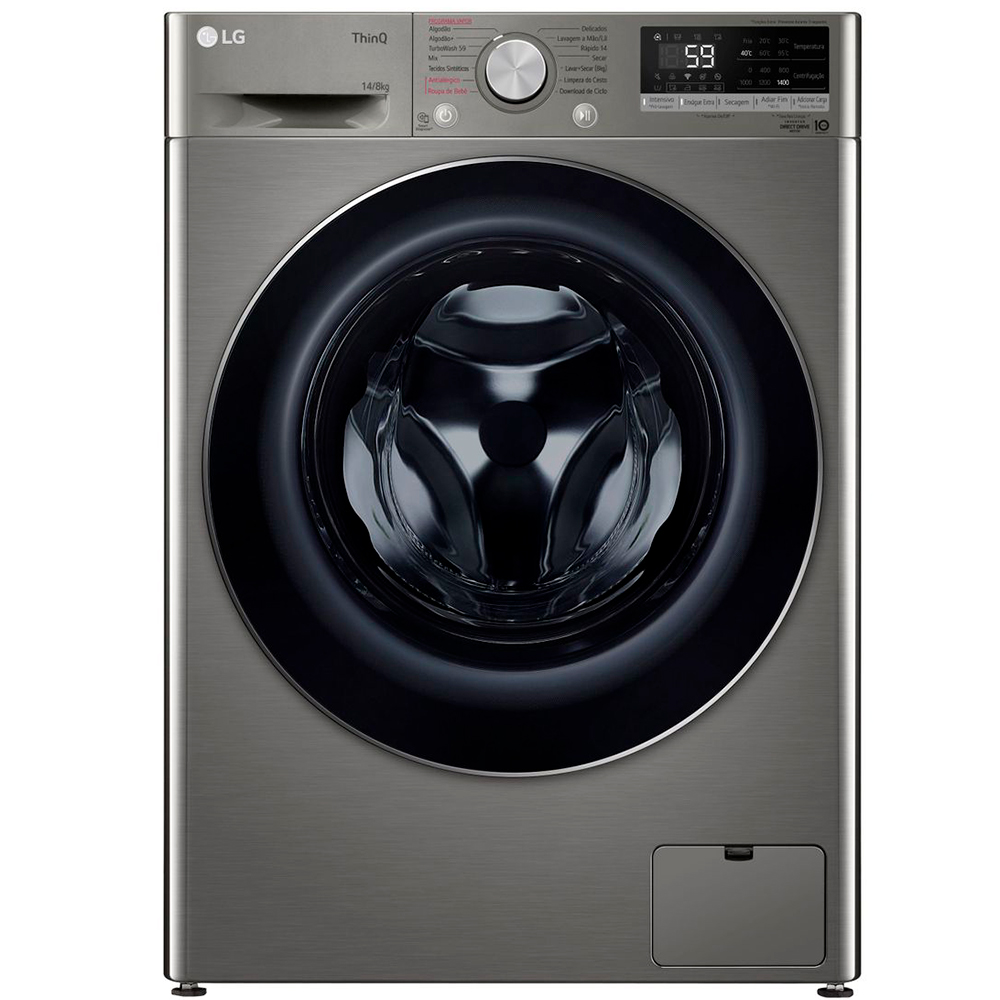 Lava e Seca Smart LG VC4 Com inteligÑªncia Artificial 14kg Cesto Inox CV5014PC4
