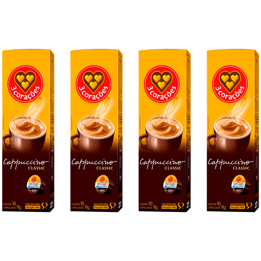 Kit Cápsulas de Café TrÑªs Corações Cappuccino 40 Unidades