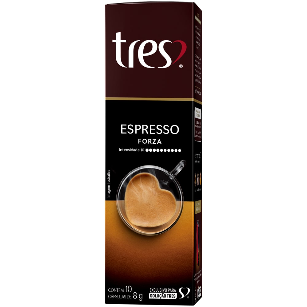 Cápsula de Café TrÑªs Corações Espresso Forza 10 Unidades Intensidade 10