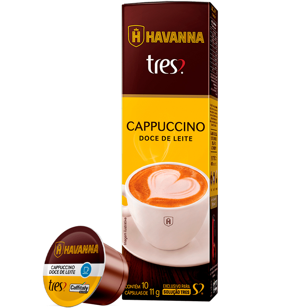 Cápsula de Café TrÑªs Corações Cappuccino Doce de Leite Havanna 10 Unidades
