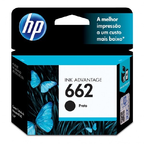 Cartucho de Tinta HP Preto NÂº662 Original até 120 Páginas CZ103AB
