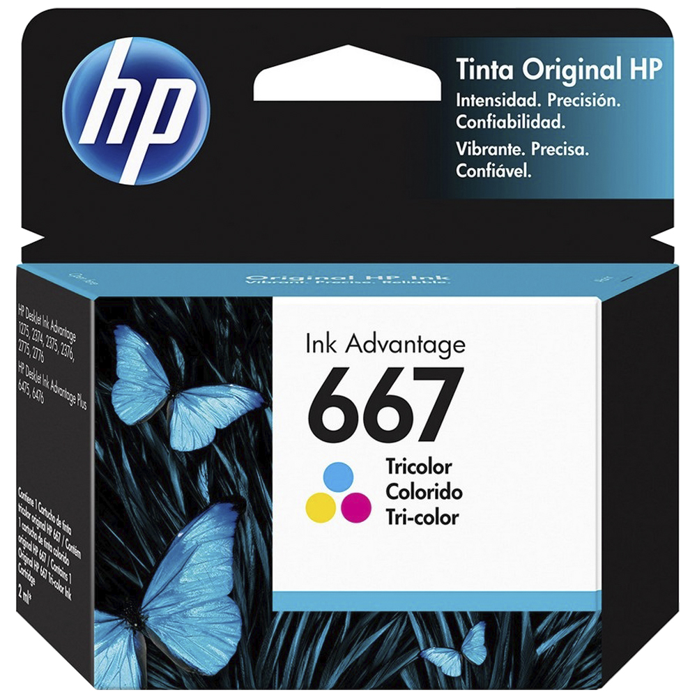 Cartucho de Tinta HP Colorido NÂº667 Original até 100 Páginas 3YM78AB