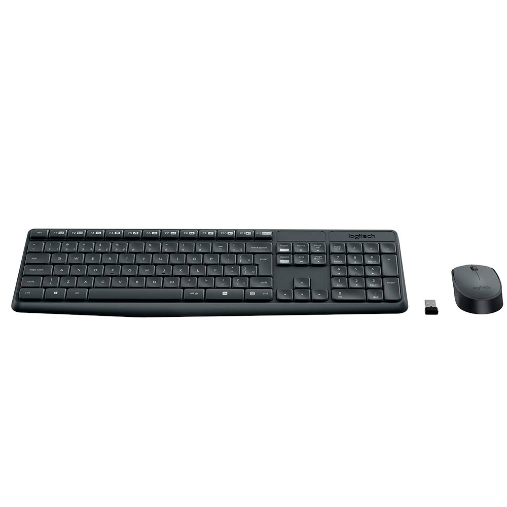 Kit Teclado e Mouse Sem fio Logitech MK235 Wireless Sensor Ñptico