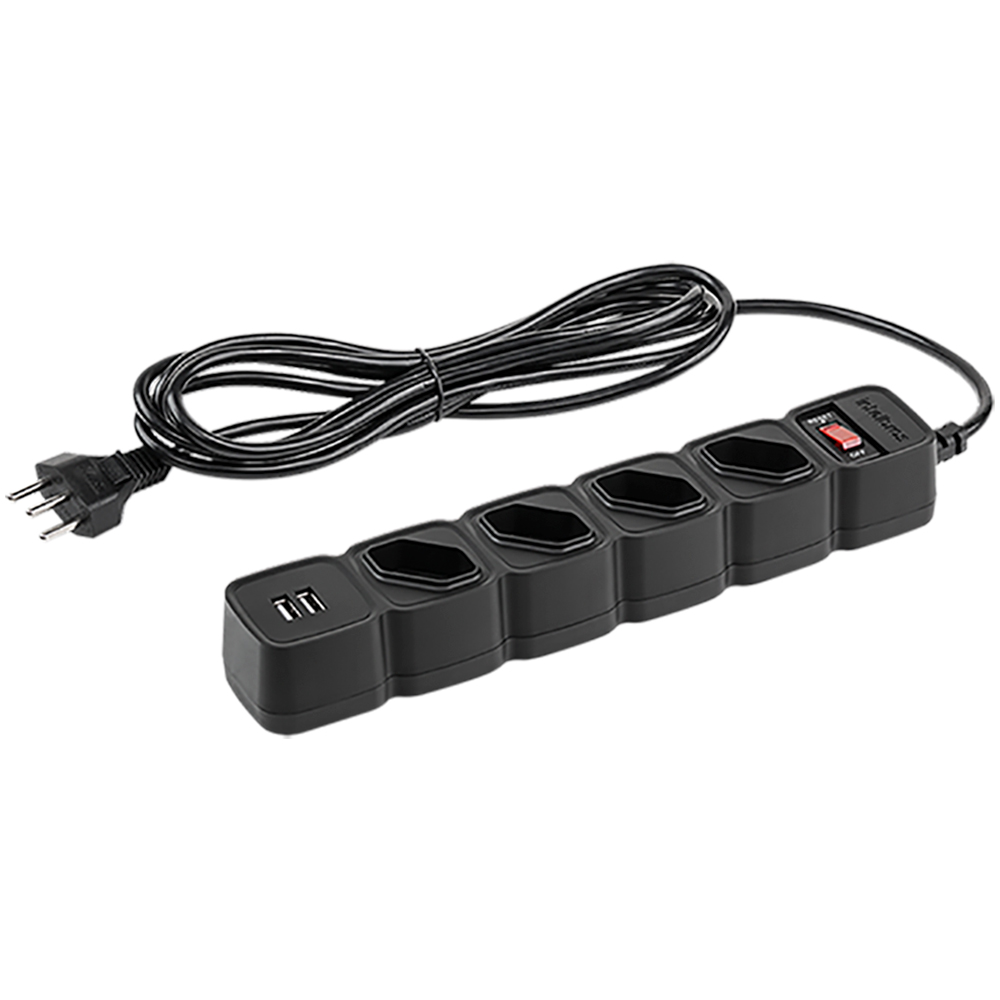 Filtro de Linha 4 Tomadas e 2 Portas Intelbras EPE 204 USB PT+