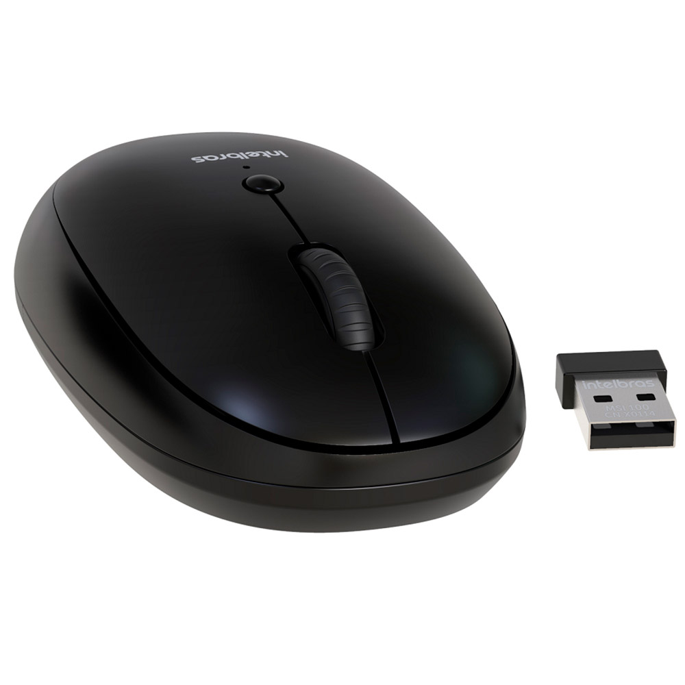 Mouse sem Fio Intelbras MSI100 USB 2400dpi Sensor Ñptico 5 Botões Ambidestro