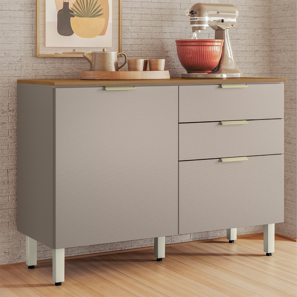 Balcão com Tampo 2 Portas 2 Gavetas 120cm MDP Alba DemÑ³bile