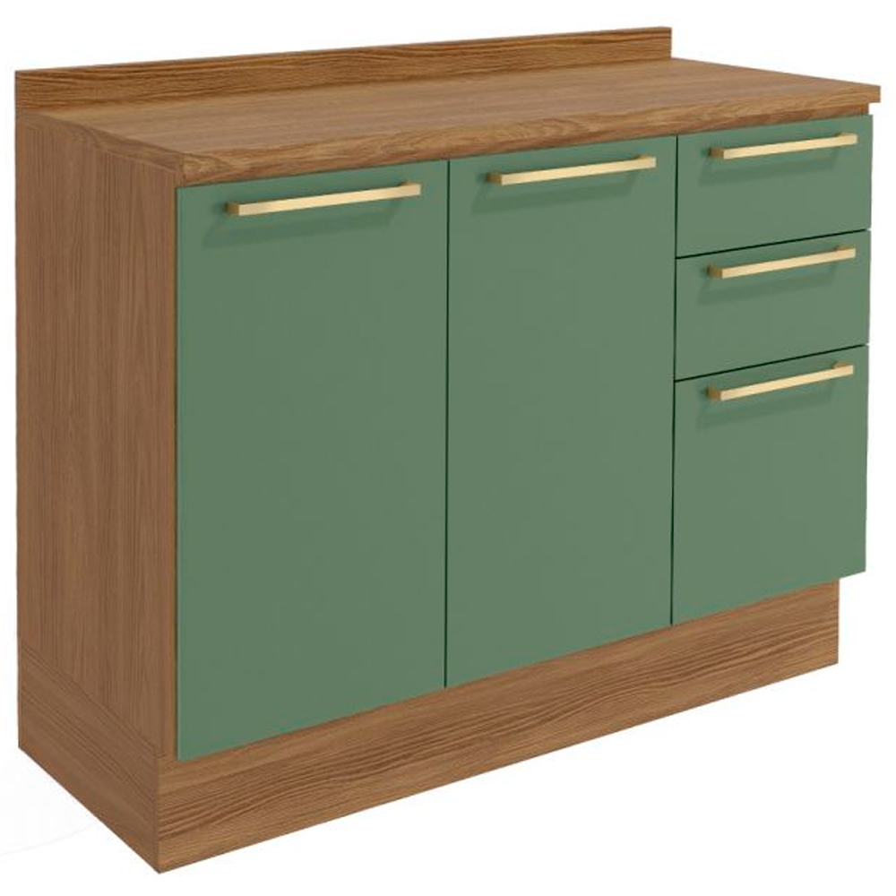 Balcão com Tampo 2 Portas 3 Gavetas 120cm MDP Botanic Kappesberg