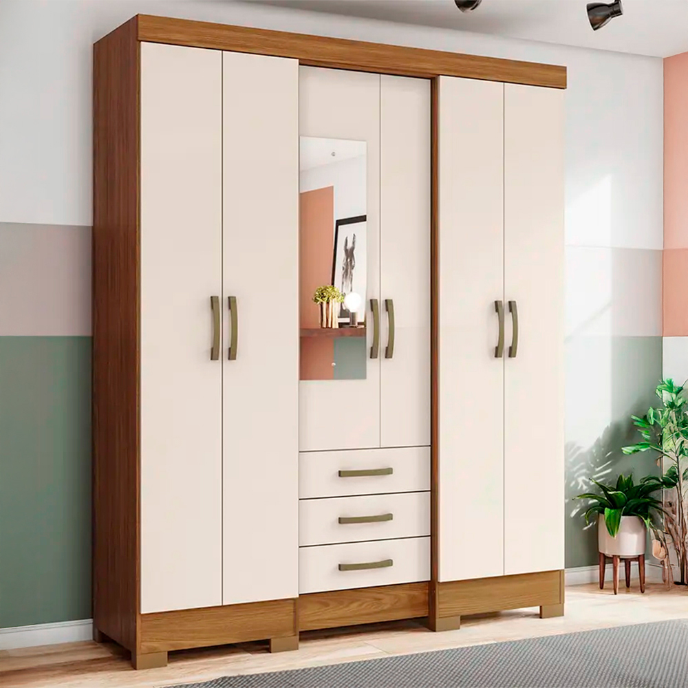 Guarda-Roupa Casal 6 Portas Bater 3 Gavetas B23 Briz Roupeiro