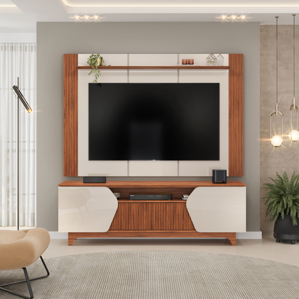 Rack com Painel para TVs até 75" MDF MDP 4 Portas Helo DJ MÑ³veis