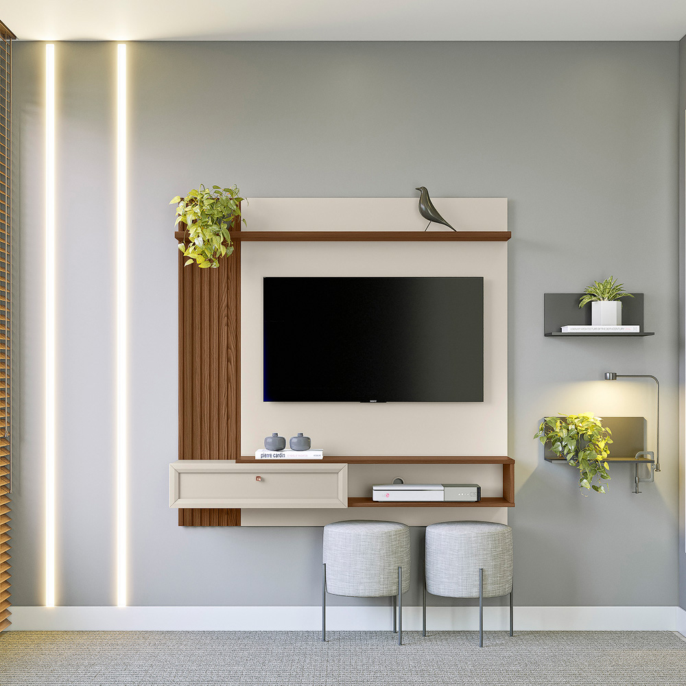 Painel para TV até 55â 1 Porta Basculante Alvorada Linea Brasil