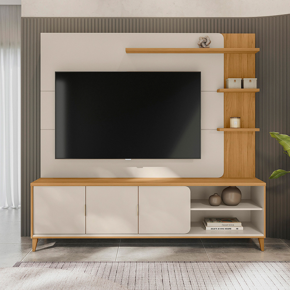 Estante Home para TV até 70" 3 Portas MDP MDF Napoli Linea Brasil