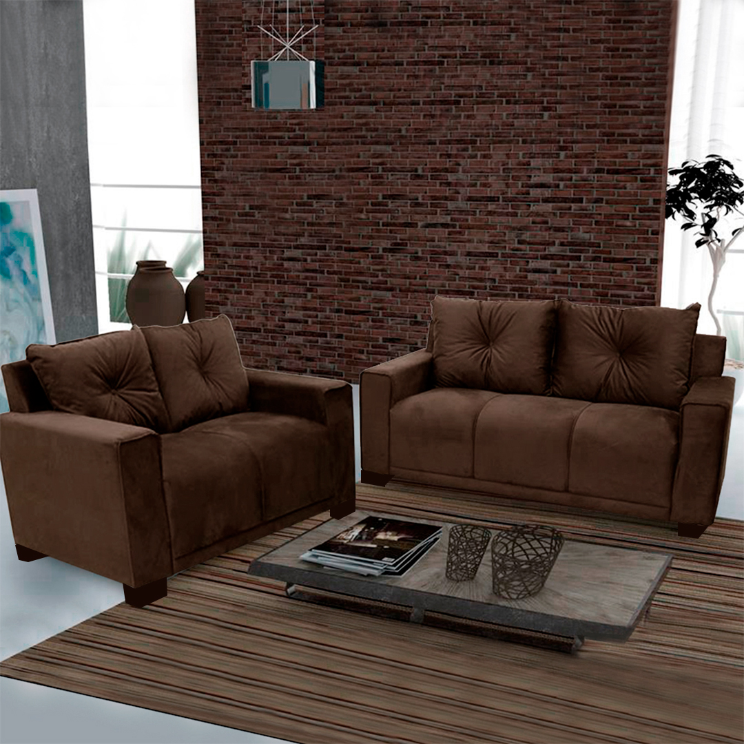 Sofá Fixo 2 e 3 Lugares Revestimento Suede Unique Gazin