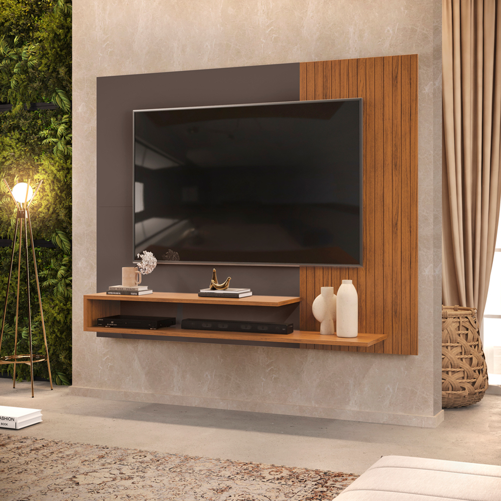 Painel para TV até 50" com 2 Prateleiras e Nicho MDF MDP DJ MÑ³veis Nando
