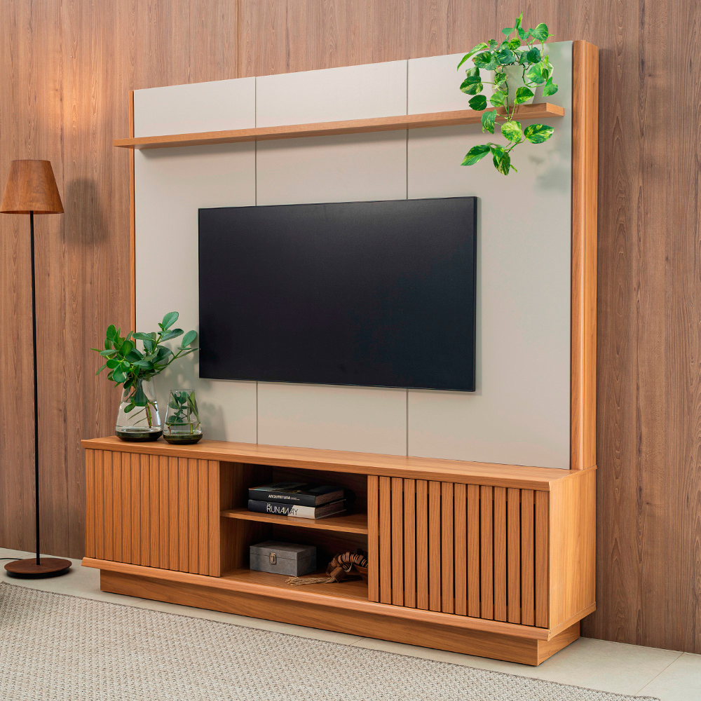 Estante Home para TV até 75" 2 Portas de Correr Ravena Linea Brasil