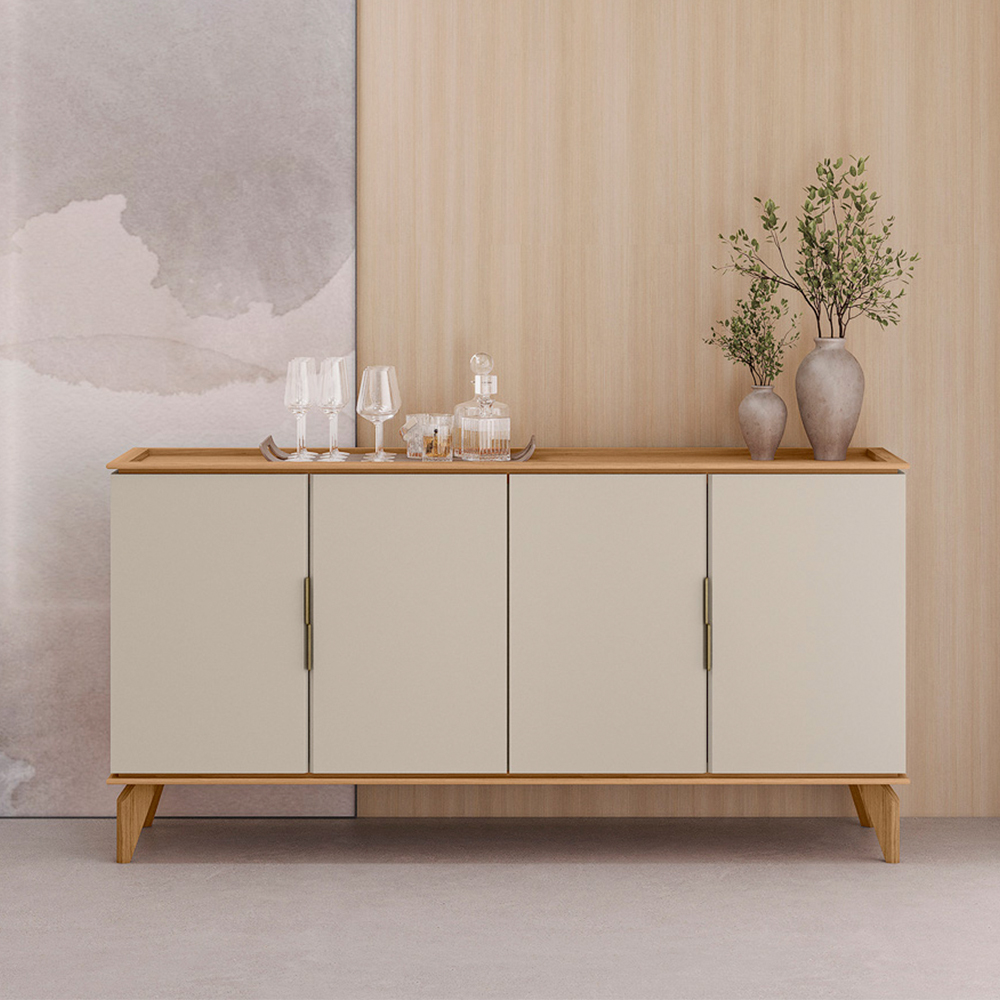 Buffet 4 Portas 2 Prateleiras Internas MDP MDF Ñvora Linea Brasil