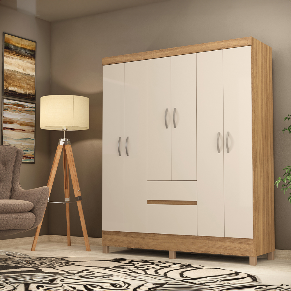 Guarda-Roupa Casal 6 Portas Bater 2 Gavetas Flash II DemÑ³bile Roupeiro