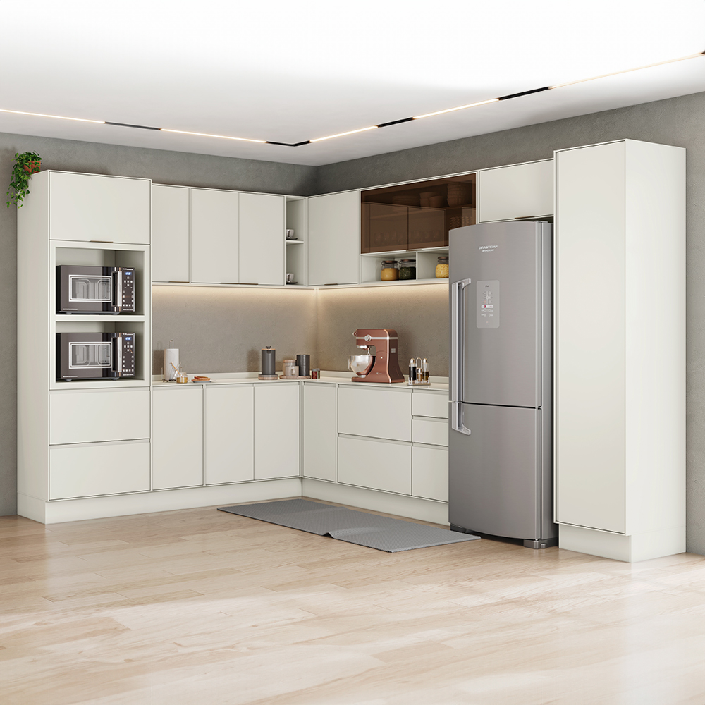 Cozinha Modulada 11 Peças 13 Portas 4 Gavetas com Paneleiro Fineze Henn