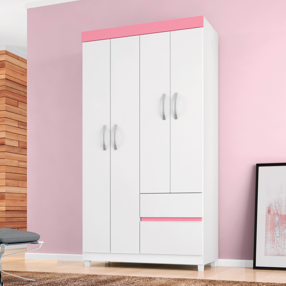 Guarda-Roupa Solteiro 4 Portas Bater 2 Gavetas Lotus DemÑ³bile Roupeiro
