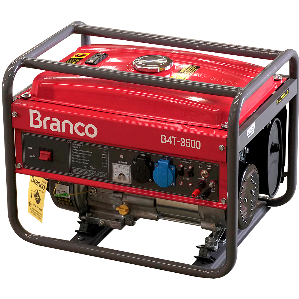 Gerador de Energia Ñ  Gasolina Branco Motores 7,0CV B4T 3500 Partida Manual
