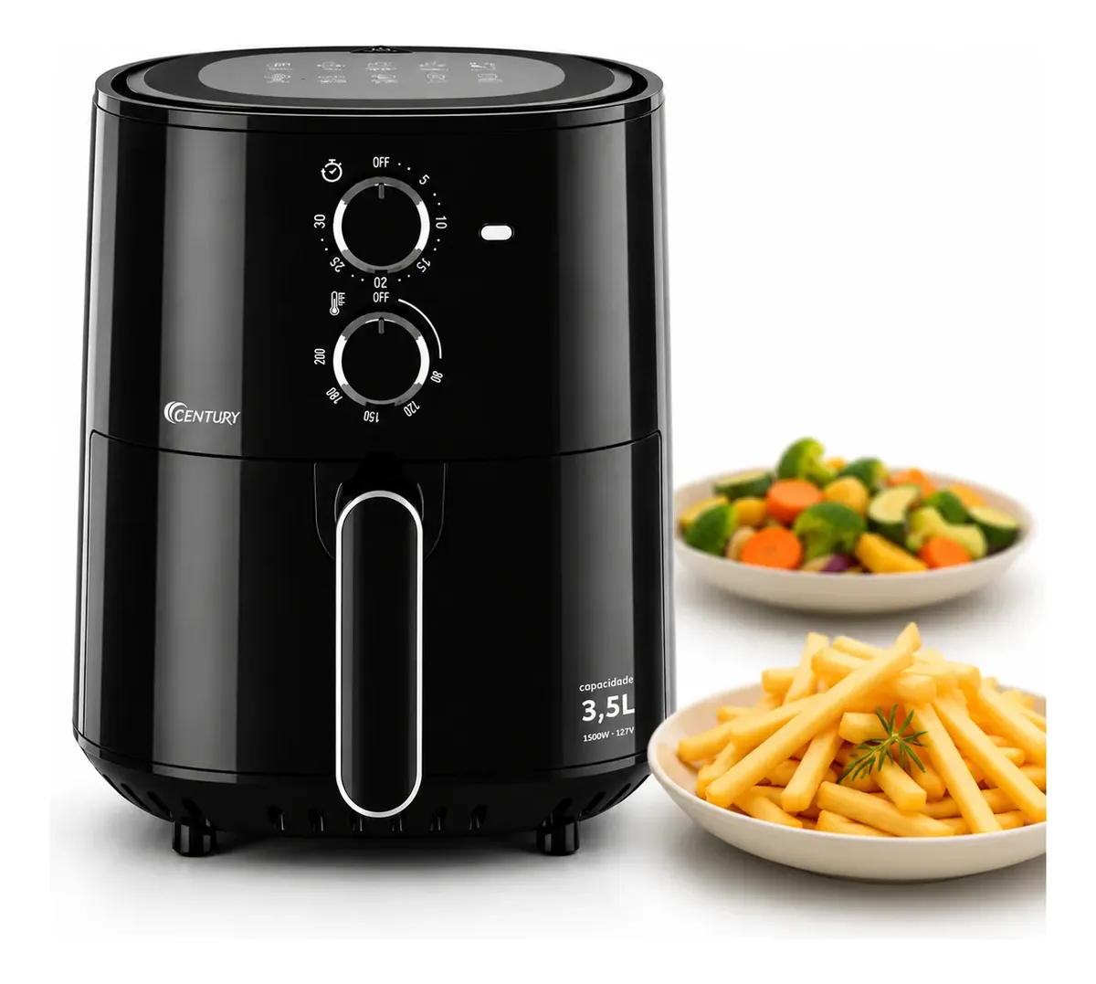 Fritadeira Elétrica Air Fryer Century 3,5l 1500w Sem Ñleo